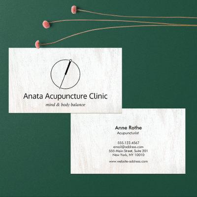 Acupuncture Acupuncturist Needle Logo White Wood