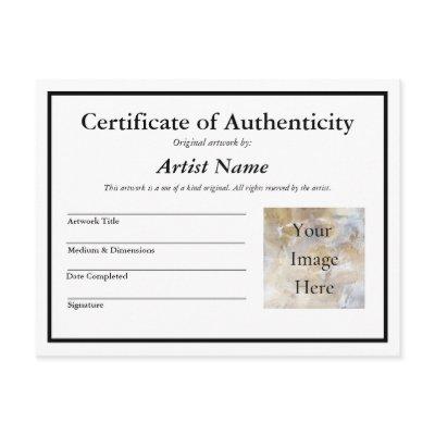 Add Art Photo Certificate of Authenticity  Postcard