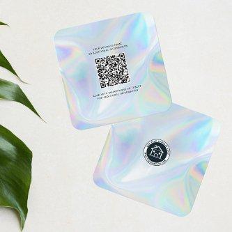 Add Brand Logo Holographic QR Code DIY Square