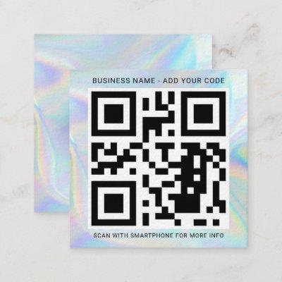 Add Business Logo and QR Code DIY Holographic Square