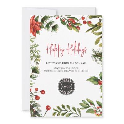 Add Business Logo Christmas Berries Company Holiday Card