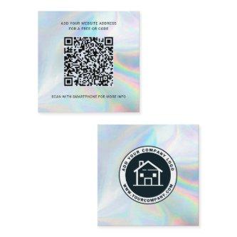 Add Business Logo Realtor QR Code Holographic Square