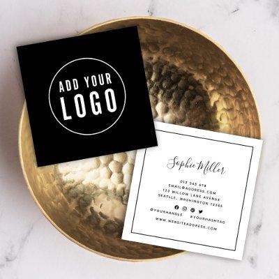 Add Logo Black Border Calligraphy Social Media Square