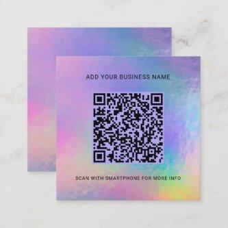 Add Logo Business Website QR Code Holographic Square
