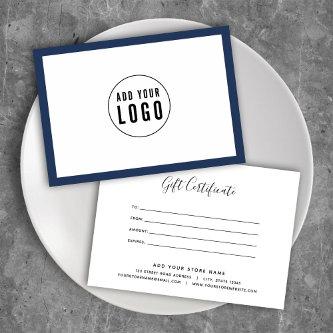 Add Logo Calligraphy Custom Color Gift Certificate