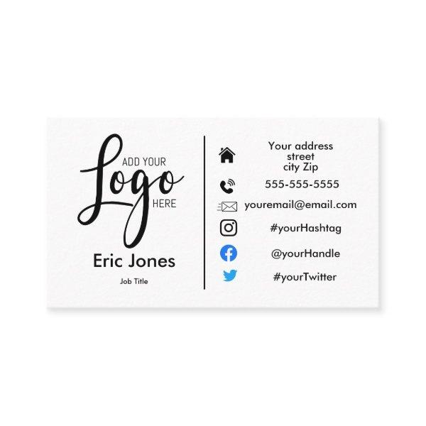 add logo Custom BUSINESS LOGO and social media