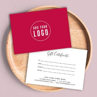 Add Logo Custom Color Calligraphy Gift Certificate