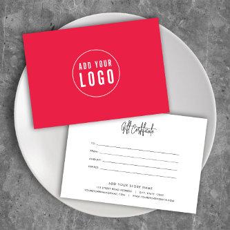 Add Logo Custom Color Script Gift Certificate