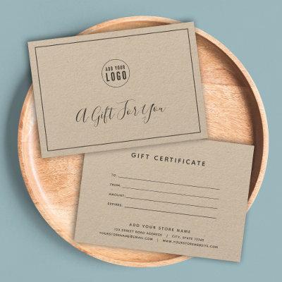 Add Logo Dark Gray Border Gift Certificate