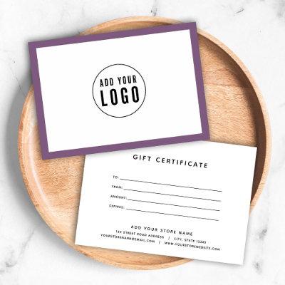 Add Logo Editable Border Color Gift Certificate