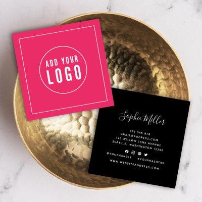 Add Logo Editable Color White Border Social Media Square