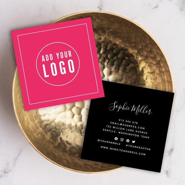 Add Logo Editable Color White Border Social Media Square