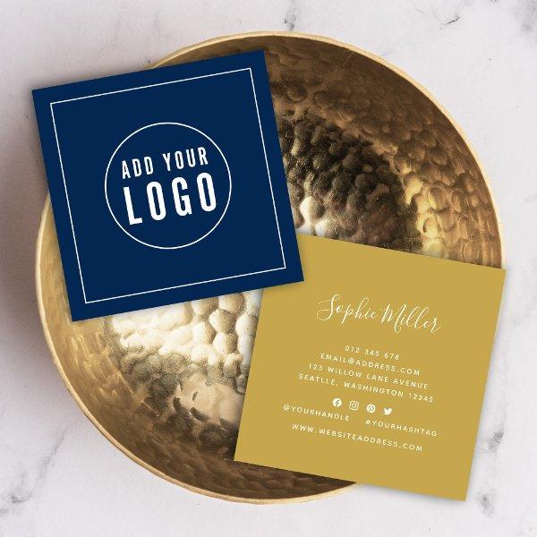 Add Logo Editable Color White Border Social Media Square