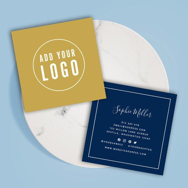 Add Logo Editable Color White Border Social Media Square