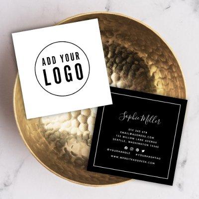 Add Logo Editable Color White Border Social Media Square