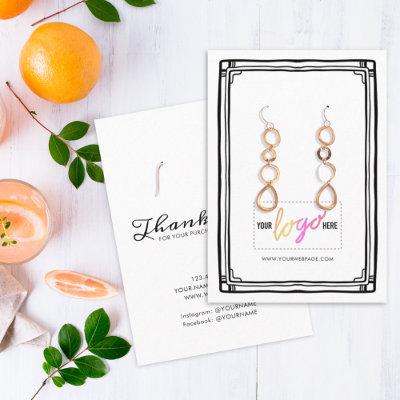 Add Logo Hand Drawn Frame Earrings Display Card 06