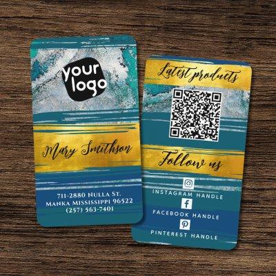 Add Logo QR Code & Social Media Gold Jade Green