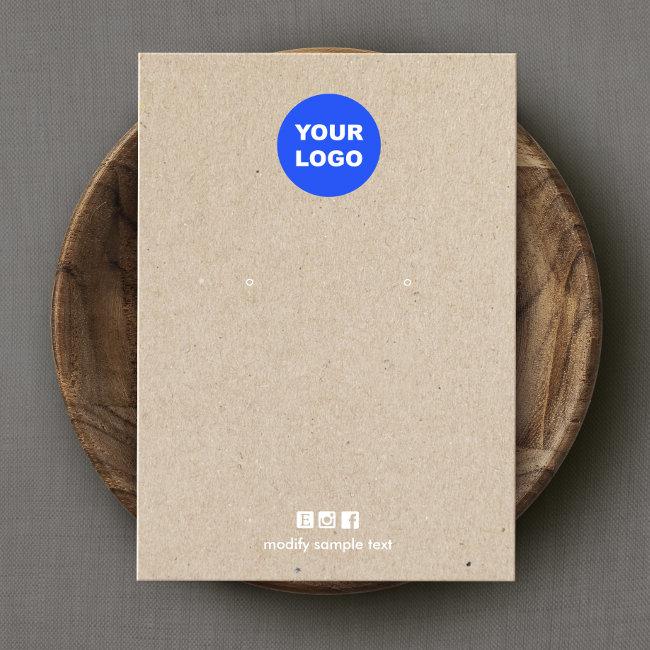 Add Logo Tan Kraft Earring Black Display Card