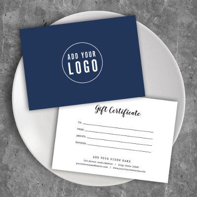 Add Logo Typewriter Custom Color Gift Certificate