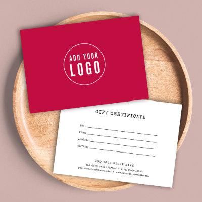Add Logo Typewriter Custom Color Gift Certificate