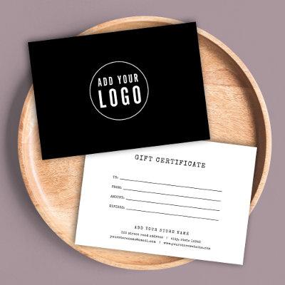 Add Logo Typewriter Custom Color Gift Certificate