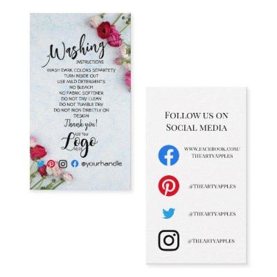 ADD LOGO washing instructions CARE CARD flower