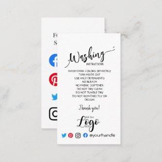 ADD LOGO washing instructions CARE CARDS simple