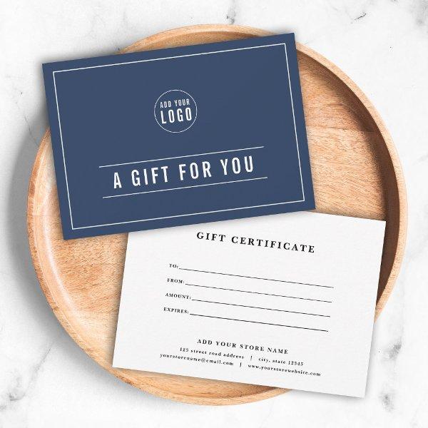 Add Logo White Lines Custom Color Gift Certificate