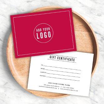 Add Logo White Lines Custom Color Gift Certificate