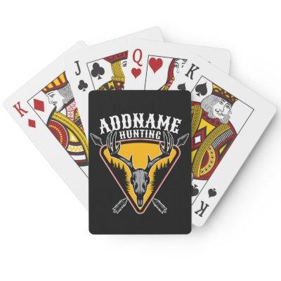 ADD NAME Hunter Elk Skull Big Antlers Deer Hunting Poker Cards