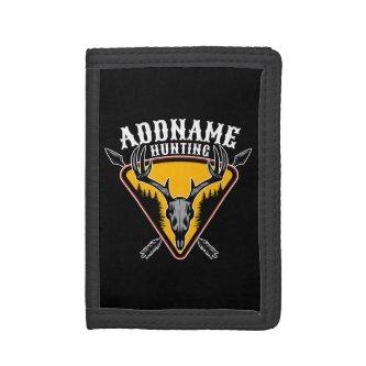 ADD NAME Hunter Elk Skull Big Antlers Deer Hunting Trifold Wallet