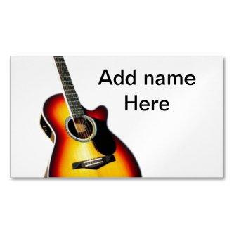 Add you name text brown acoustic guitar editable t  magnet
