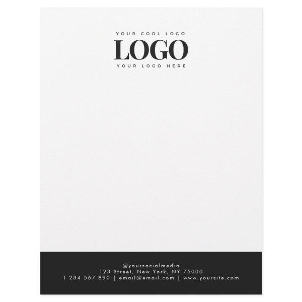 Add Your Business Logo & Text Elegant Black White Letterhead