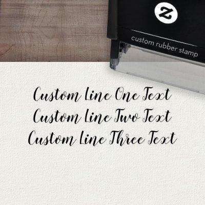 Add your favorite Text - Three Lines Script Self-inking Stamp