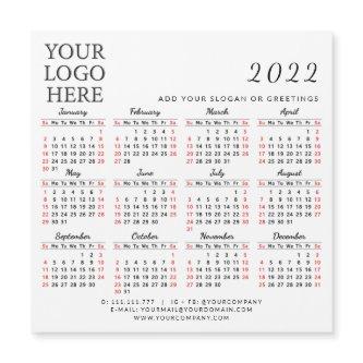 Add Your Logo 2022 Business Calendar Magnet Simple