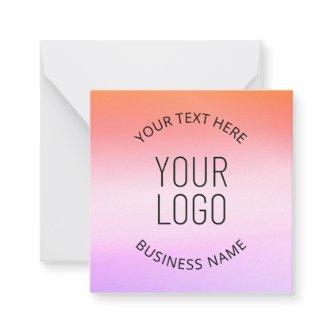 Add Your Logo | Colorful Sunset Gradient Colors  Note Card