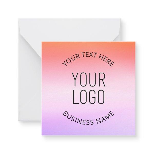 Add Your Logo | Colorful Sunset Gradient Colors  Note Card