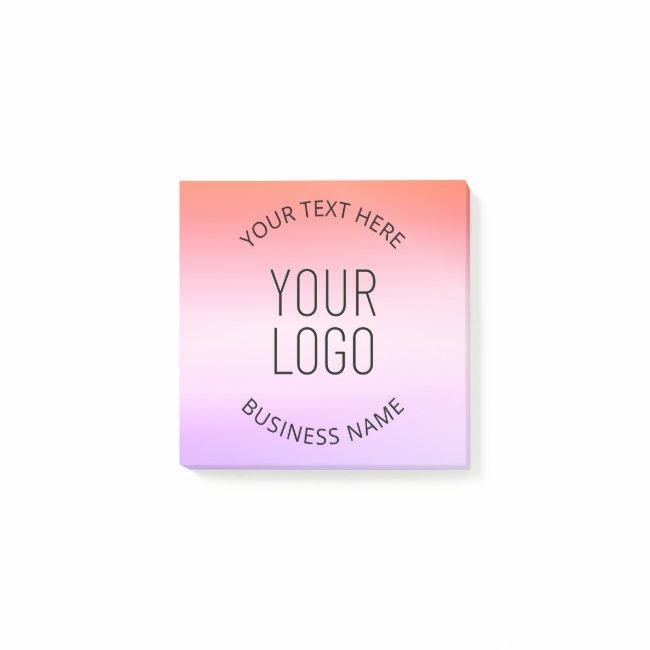 Add Your Logo | Colorful Sunset Gradient Colors Post-it Notes