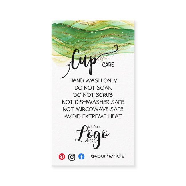 ADD YOUR LOGO cup CARE CARDS vinyl business