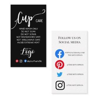 ADD YOUR LOGO cup CARE CARDS vinyl business