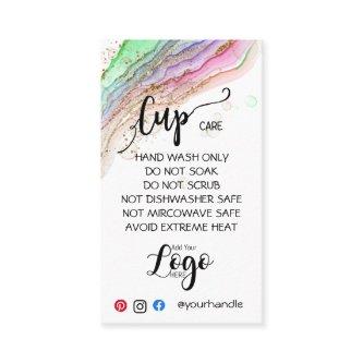 ADD YOUR LOGO cup CARE CARDS vinyl business