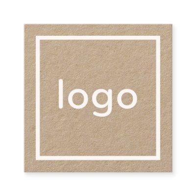 Add your logo handmade rustic brown kraft paper square