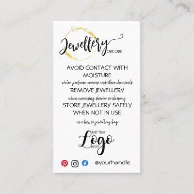 ADD YOUR LOGO jewelry CARE CARDS small business