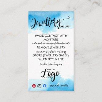 ADD YOUR LOGO jewelry CARE CARDS small business UK