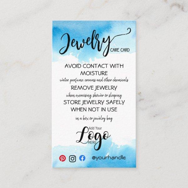 ADD YOUR LOGO jewelry CARE CARDS small business US