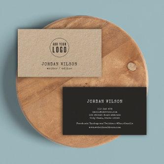 Add Your Logo Rustic Kraft Typewriter Dark Gray