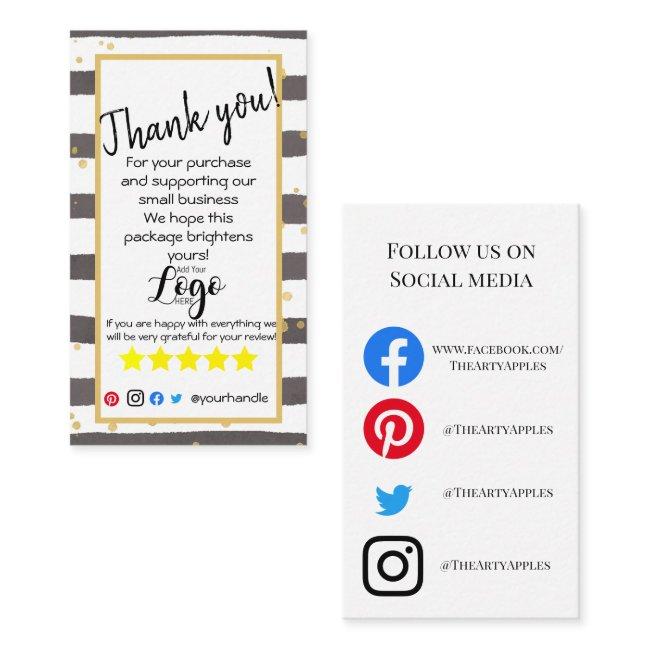 ADD YOUR LOGO thank you order insert card