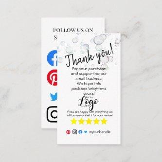 ADD YOUR LOGO thank you order insert card bubbles