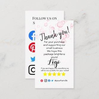 ADD YOUR LOGO thank you order insert card bubbles