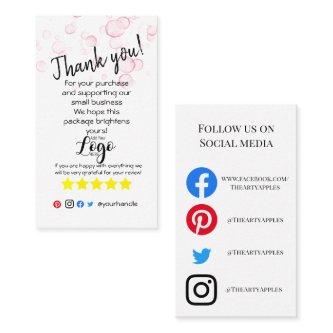 ADD YOUR LOGO thank you order insert card bubbles